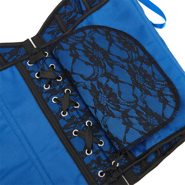 Royal Blue Lace Strapless Corset Top, alternate view 3