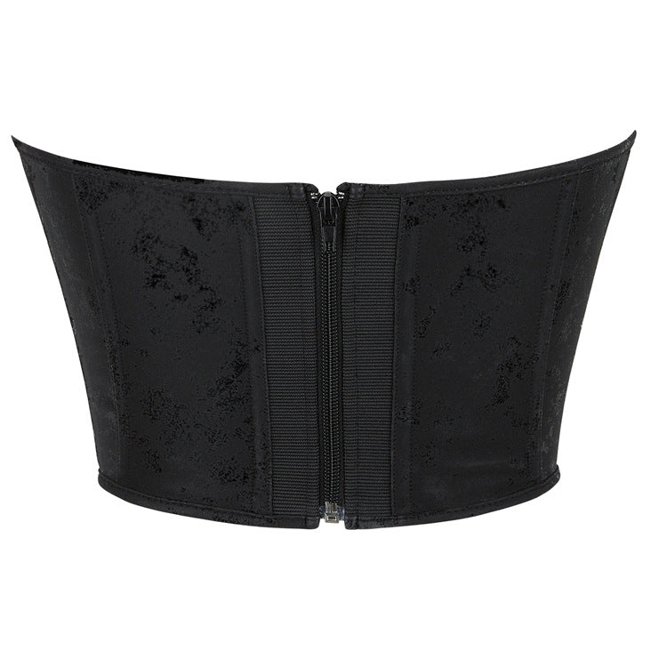 Black Tonal Jacquard Back-Zip Corset Top, alternate view 4