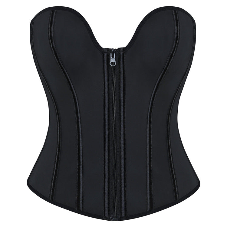 Black Zip-Back Corset Top