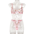 Pink Floral Lace Lingerie Set - Alternate View