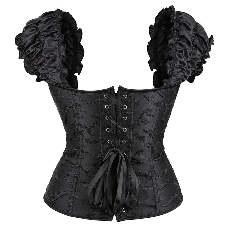 Black Puff-Sleeve Corset Top, alternate view 3