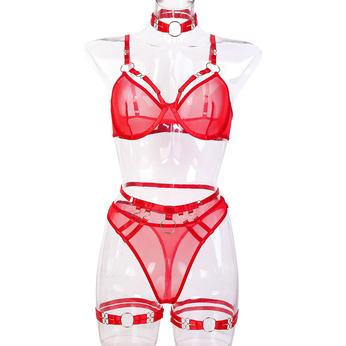 Black Sheer Mesh Lingerie Set - Alternate View