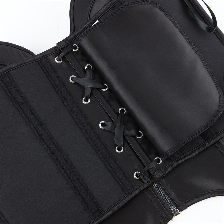 Black Leather-Look Zip-Front Corset Top, alternate view 4