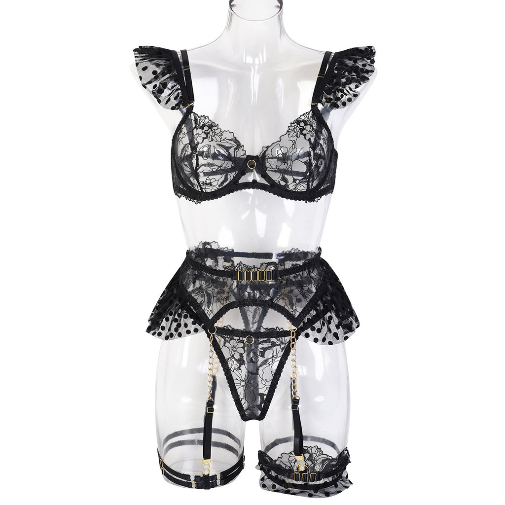 Sleek Style Floral Lace Lingerie Set - Alternate View