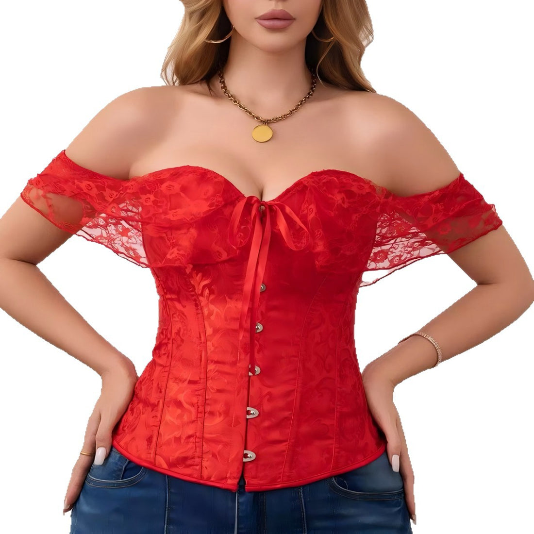 Black Off-Shoulder Lace-Up Corset Top, alternate view 5
