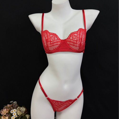 Red Lace Bra and Bottom Set