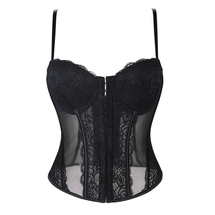Burgundy Mesh Corset Top, alternate view 5