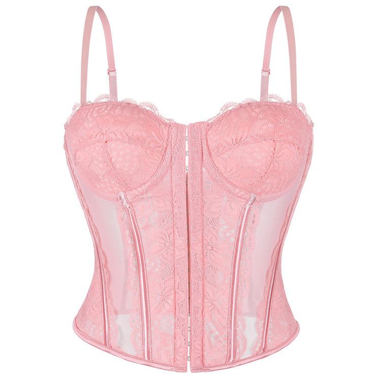 Burgundy Mesh Corset Top, alternate view 2