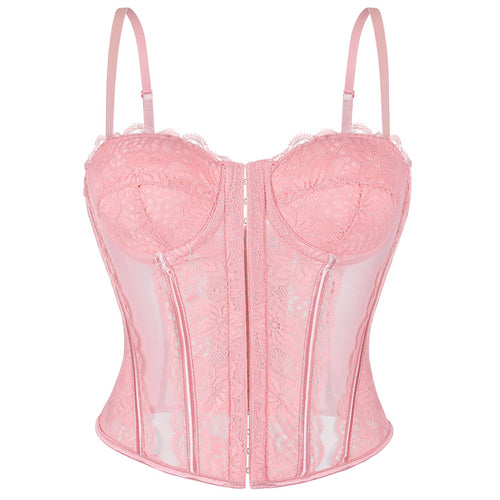 Burgundy Mesh Corset Top, alternate view 2