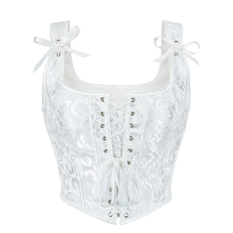 Lavender Lace-Up Tie-Strap Corset Top, alternate view 4