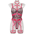Strappy Halter Teddy Bodysuit - Styled View