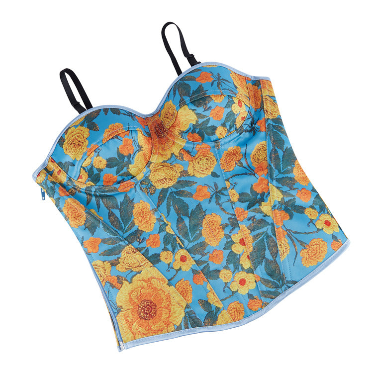 Blue Orange Floral Corset Top, alternate view 5