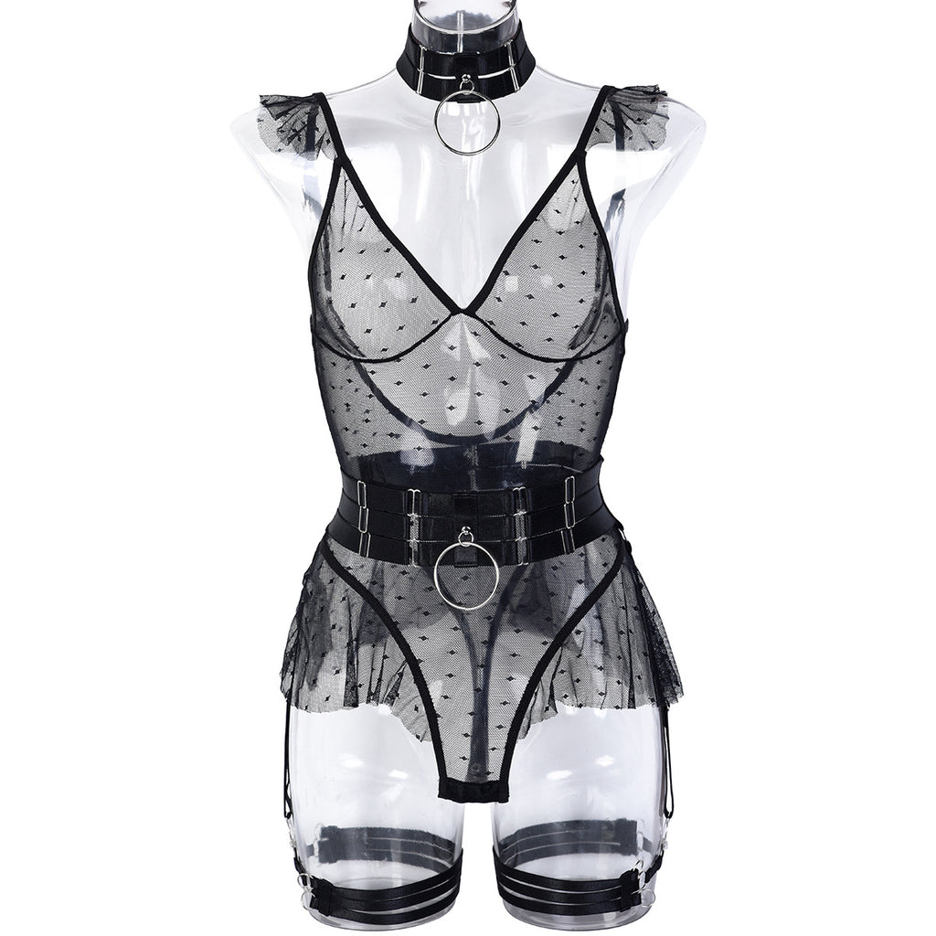 Boutique Black Sheer Mesh Teddy Bodysuit - Alternate View