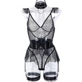 Boutique Black Sheer Mesh Teddy Bodysuit - Alternate View