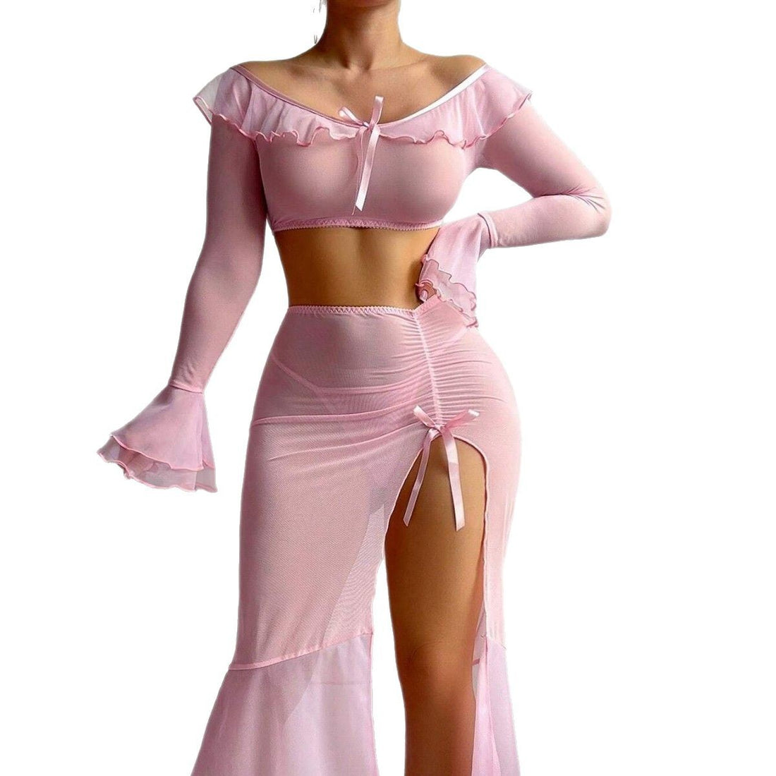 Lavender Ruffle Sleeve Lingerie Set, alternate view 5