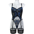 Sheer Mesh Strappy Three-Piece Lingerie Set - Alternate View