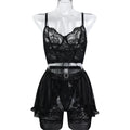 Black Lace Four-Piece Lingerie Set - Alternate View