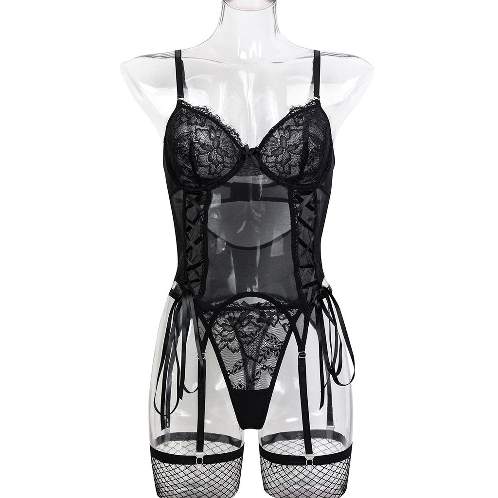 Sheer Mesh Two-Piece Lingerie Set - Secret Hour lingerie