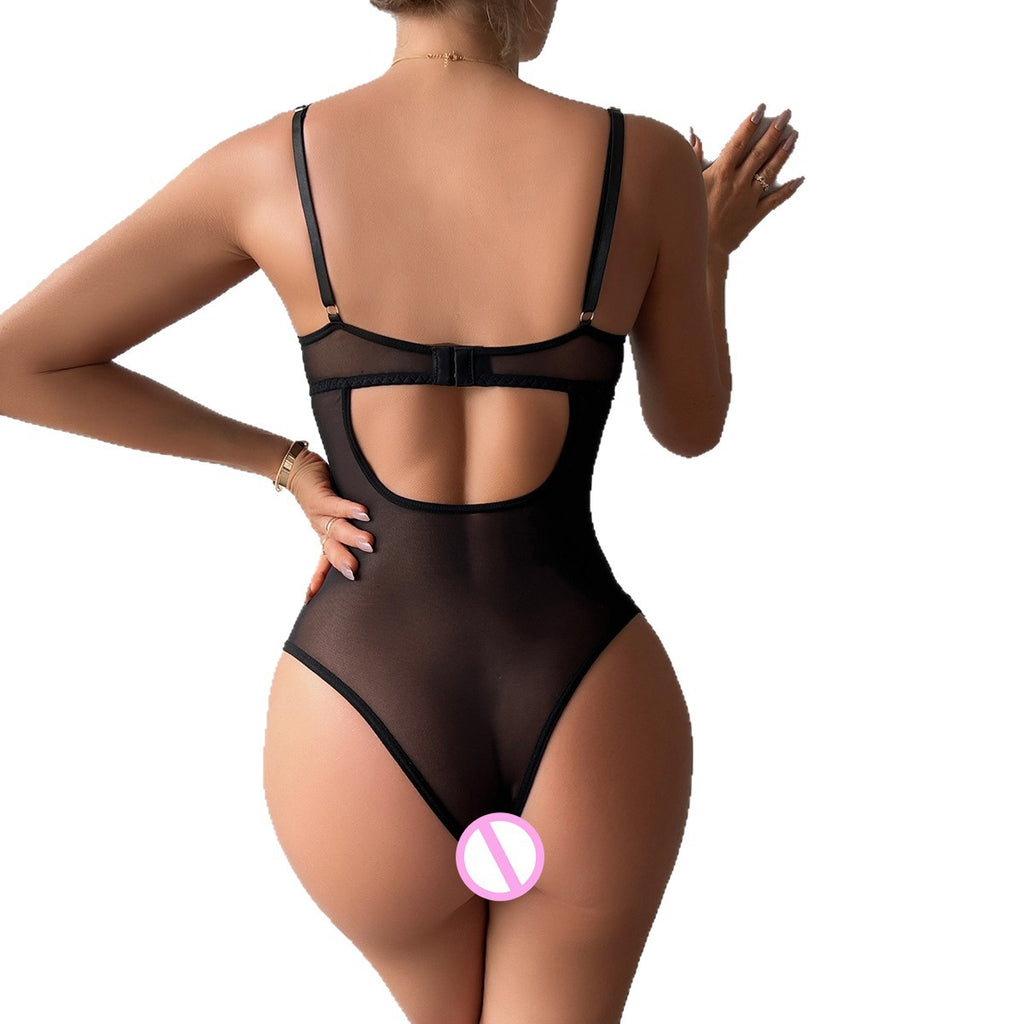 Lace Mesh Teddy Bodysuit - Styled View