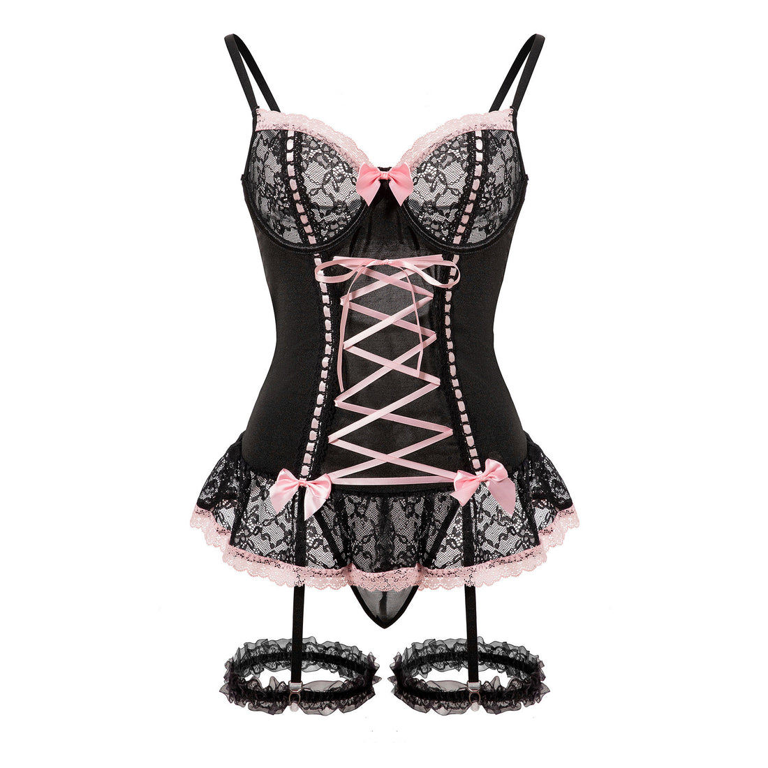Pink Lace Garter Lingerie Set, alternate view 5