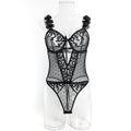 Floral Embroidered Strappy Teddy Bodysuit - Styled View