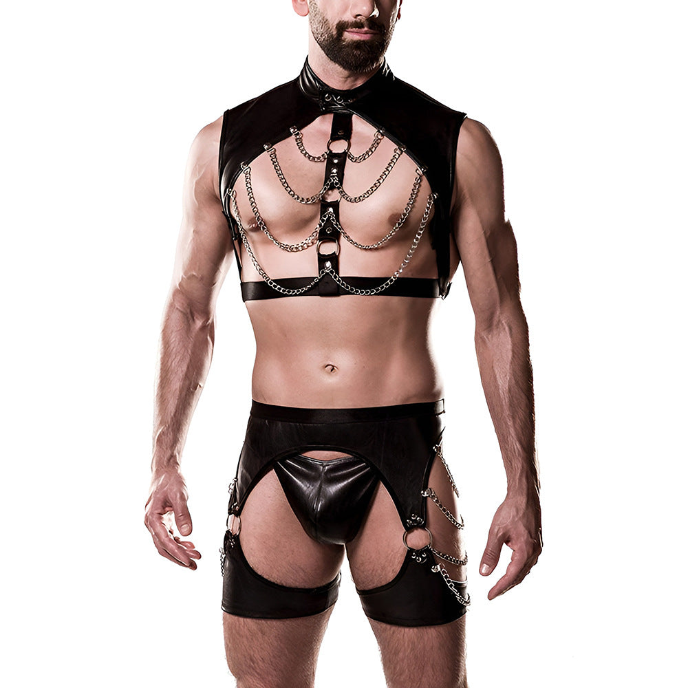 Black Uniform-Inspired Costume Lingerie Set - Front View