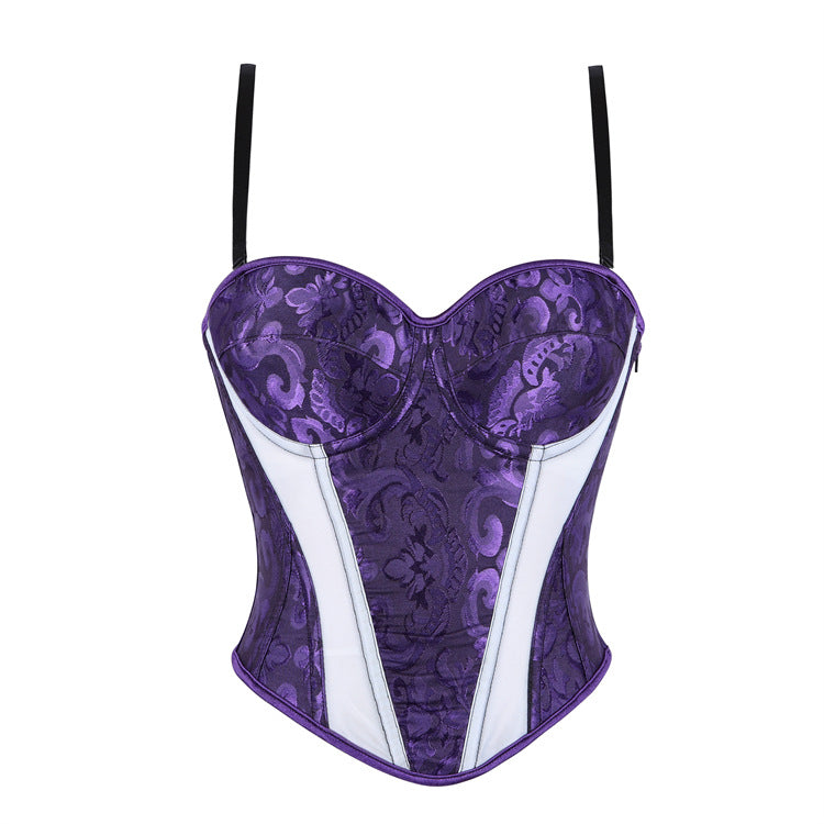 Purple Jacquard Corset Top