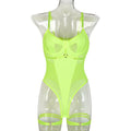 Mesh Faux Leather Teddy Bodysuit - Styled View
