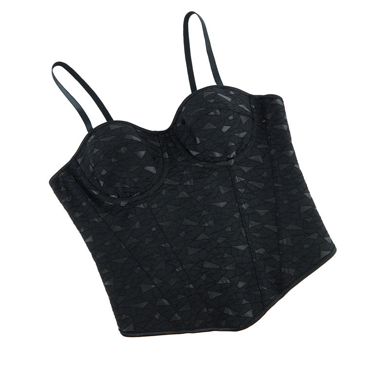 Black Floral Strappy Corset Top, alternate view 4