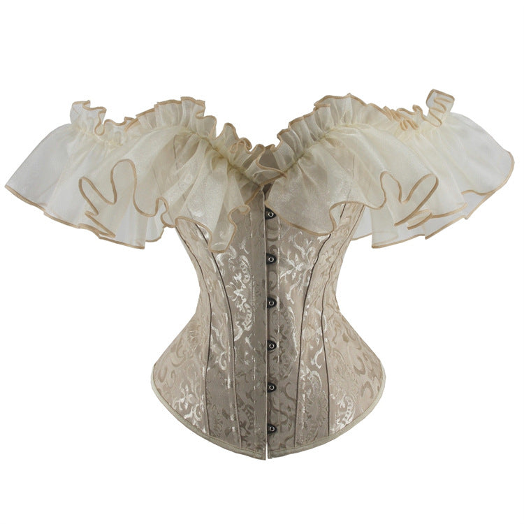 Black Off-Shoulder Ruffle Corset Top, alternate view 3