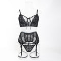 Lace Mesh Three-Piece Lingerie Set - Styled View