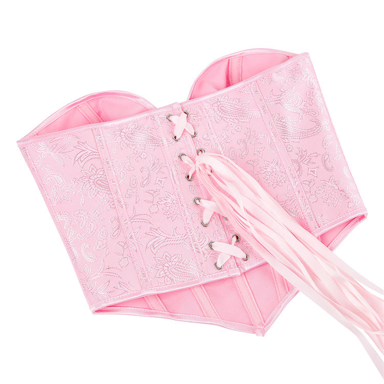Pink Jacquard Strapless Corset Top, alternate view 5