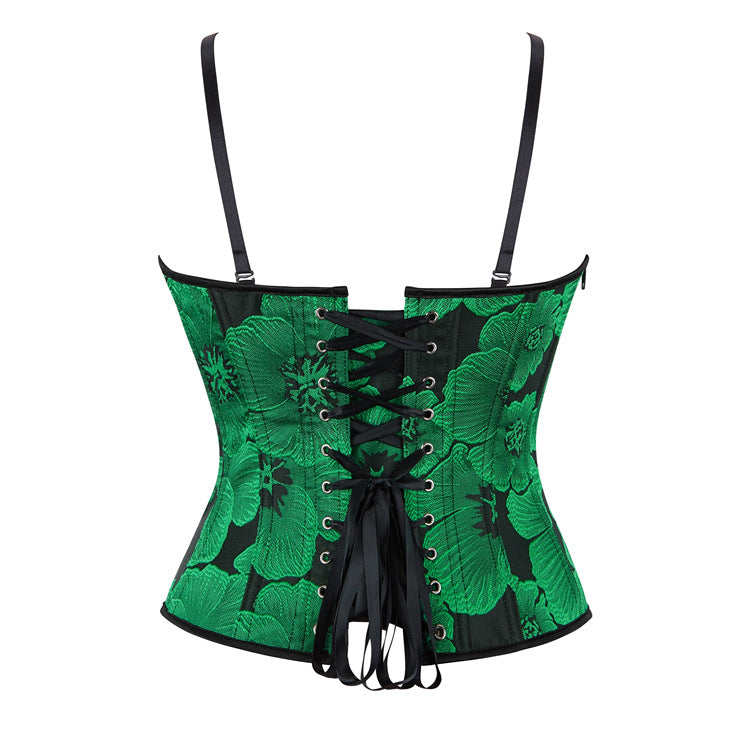 Emerald Floral Strapless Corset Top, alternate view 4