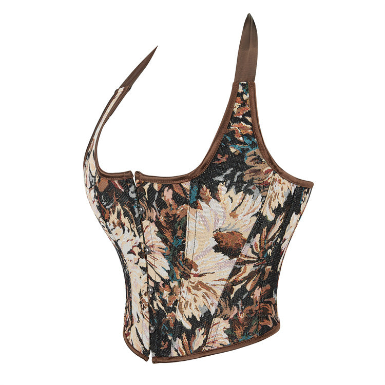 Blue Floral Halter Corset Top, alternate view 4
