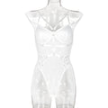 Boutique Faux Leather Strappy Teddy Bodysuit - Styled View