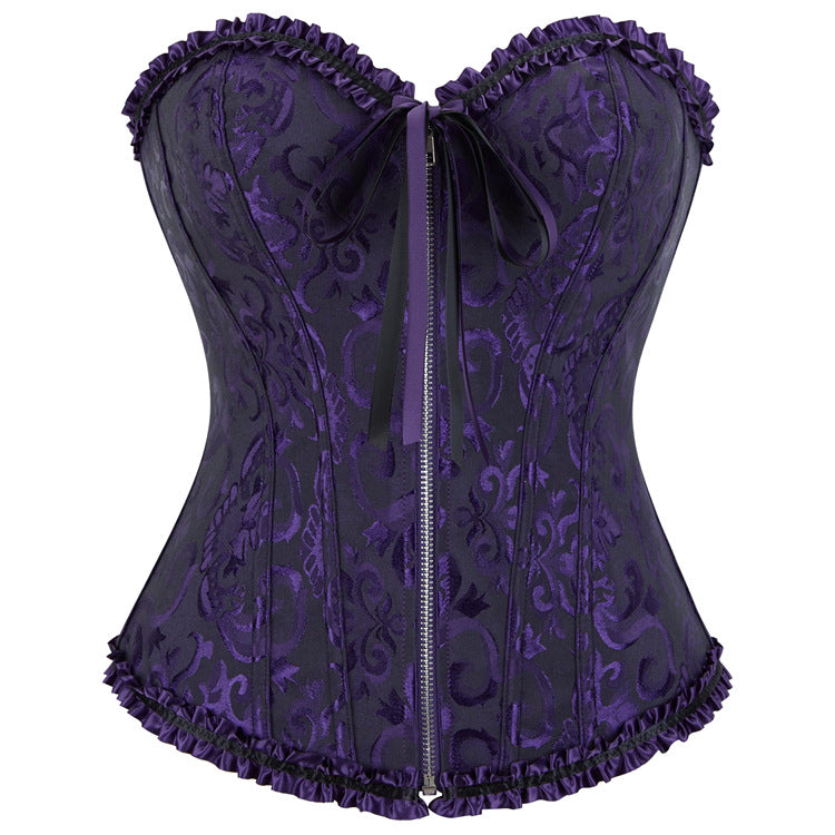 Black Ruffle Trim Strapless Corset Top, alternate view 9