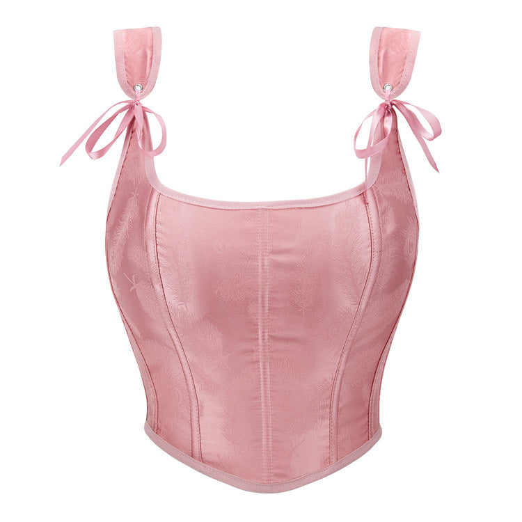 Pink Tie-Strap Corset Top