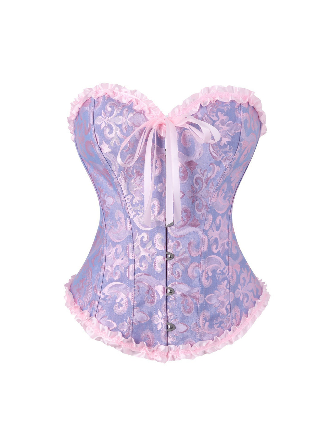 Pink Floral Lace-Up Corset Top, alternate view 15