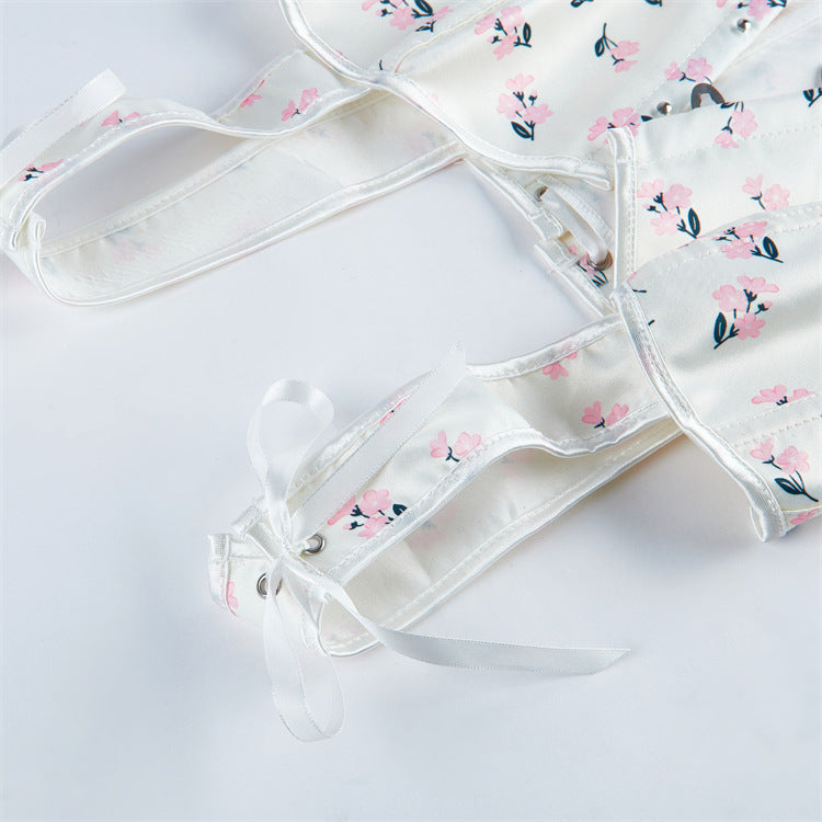 White Floral Tie-Strap Corset Top, alternate view 4