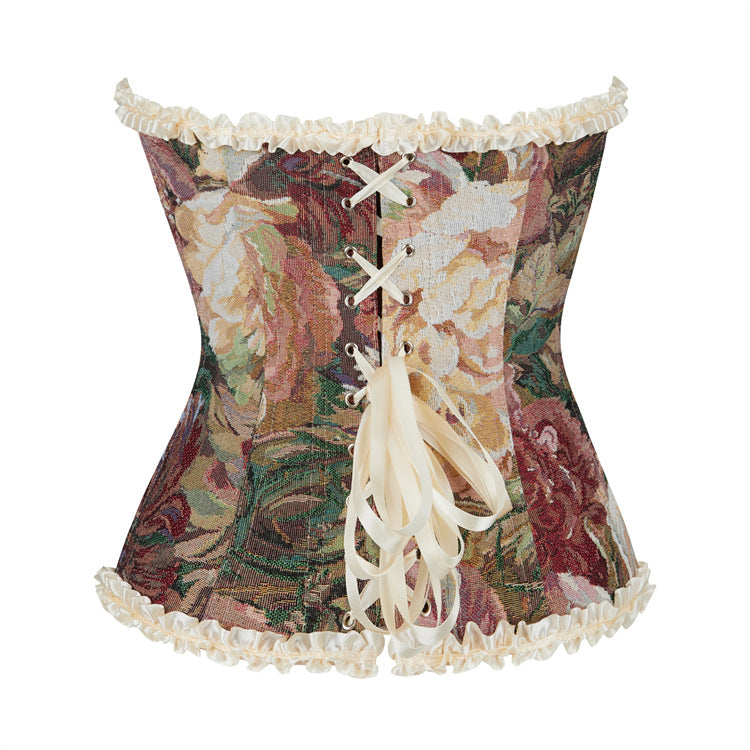 Floral Lace-Up Strapless Corset Top, alternate view 3