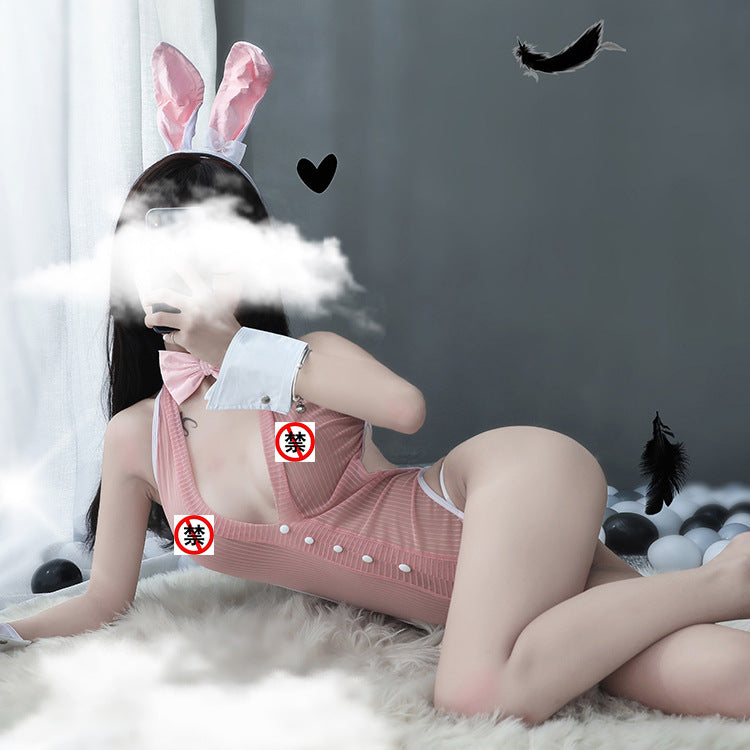 Lace Bunny Costume Lingerie Set - Back View