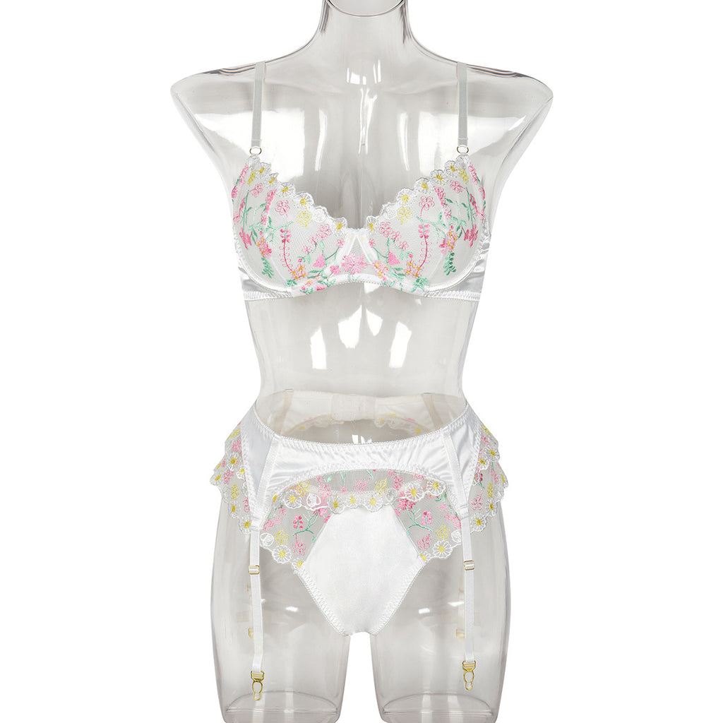 Satin Lace Trim Lingerie Set - Alternate View