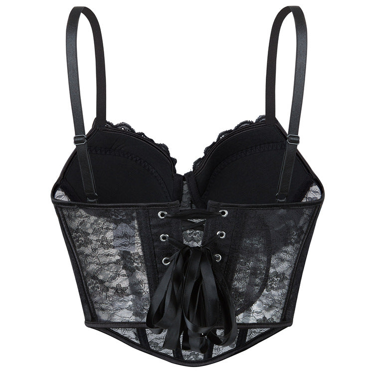 Black Lace Longline Bustier Top, alternate view 3