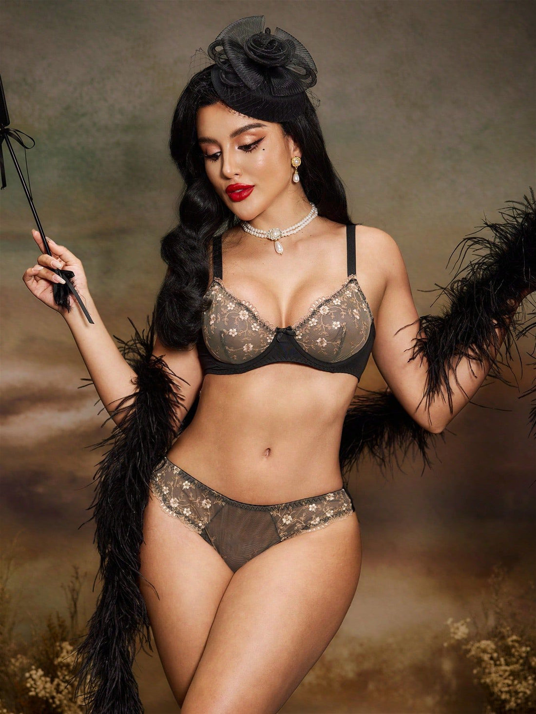 Brown Mesh Bra and Bottom Set, alternate view 6