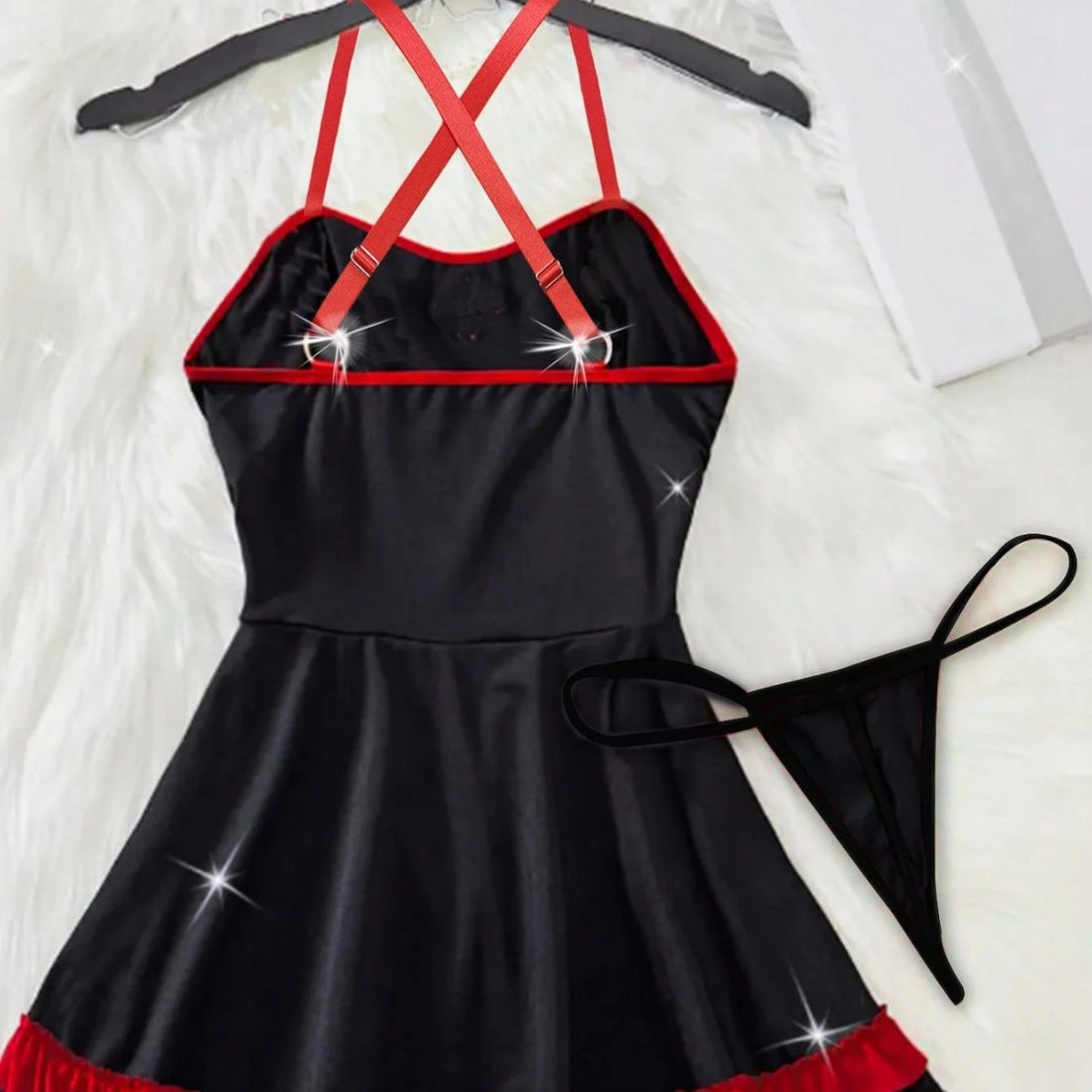 Black Red Nurse Lingerie Dress Set, alternate view 4