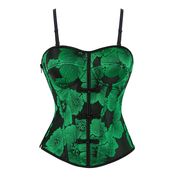 Emerald Floral Strapless Corset Top