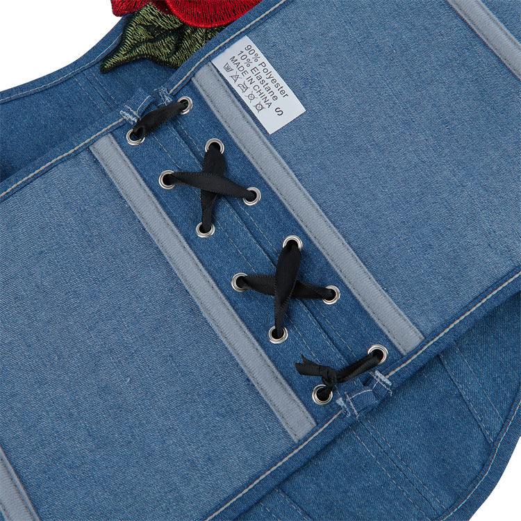Blue Rose Applique Corset Top, alternate view 4