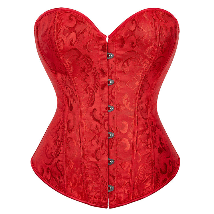 Black Tonal Jacquard Lace-Up Corset Top, alternate view 7