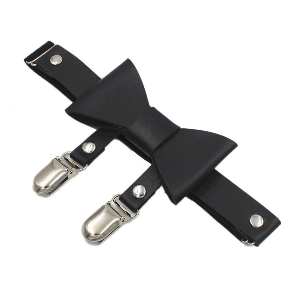 Factory direct sales punk rock sexy patent leather bow garter nightclub dark female anti-socks sex leg ring