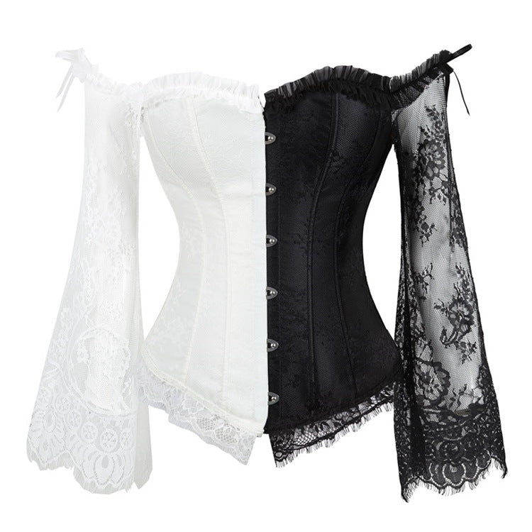 Black Lace Sleeve Corset Top, alternate view 3